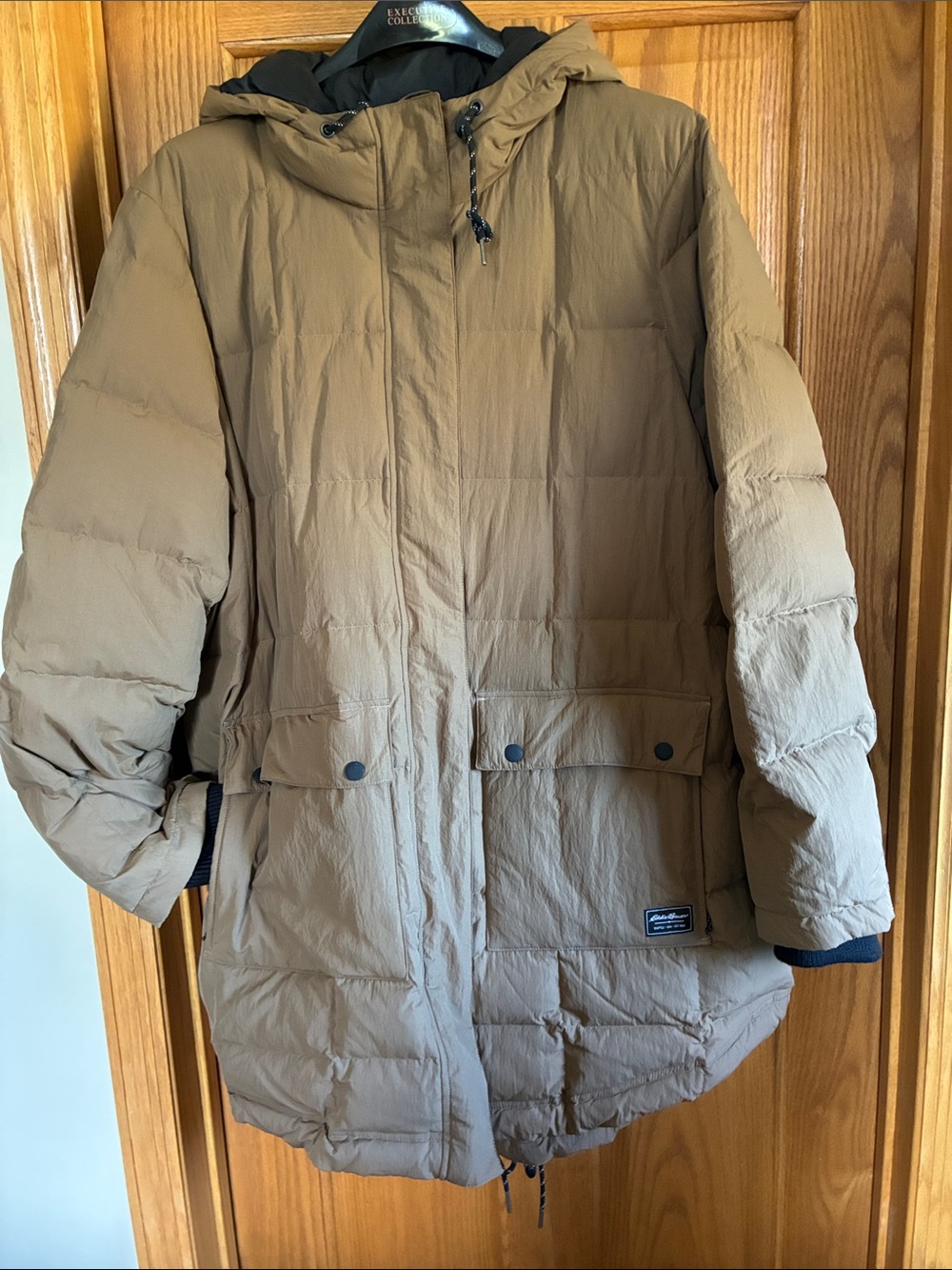 Eddie Bauer Brown Hooded Quilted Puffer Coat
